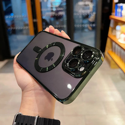 Luxury Magnetic Plating Clear Case For Magsafe Wireless Charging iPhone 11 12 13 14 15 16 17 Pro Max Air Plus Shockproof Cover