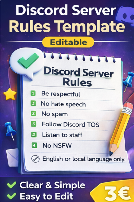 Discord Server Rules Template (Editable)